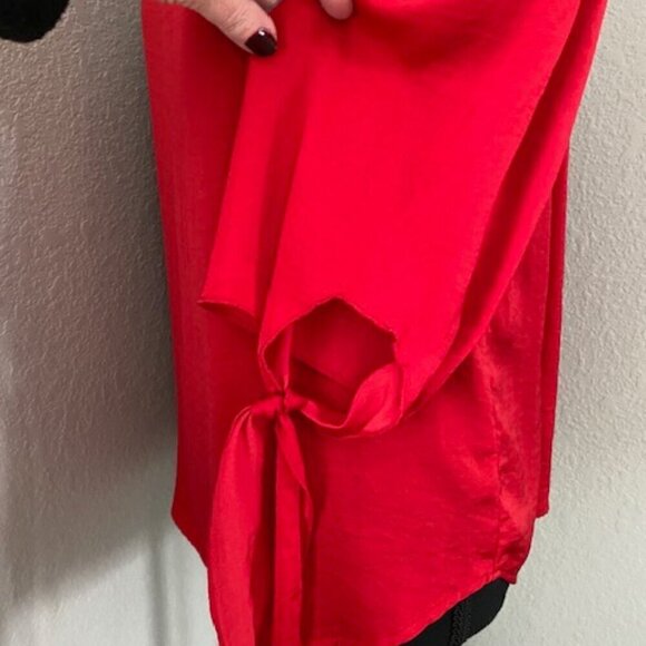Apt 9 Tango Red Off Shoulder Tie Blouse Medium - Picture 7 of 12